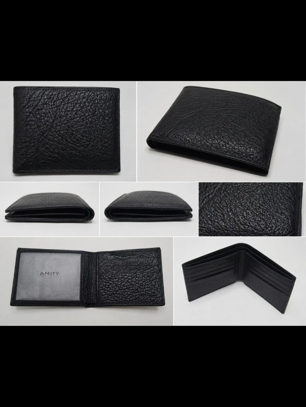 Ami Black Textured Leather Bifold Card & Key Holder